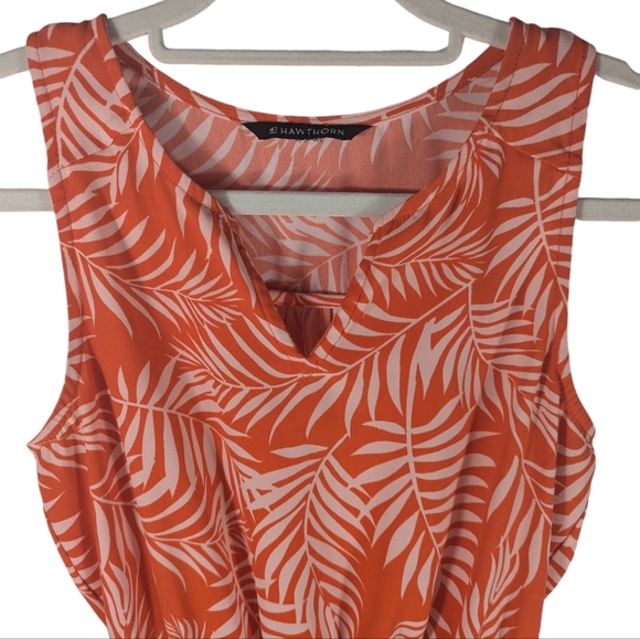 41 Hawthorn Orange Palm Leave Sleeveless Blouson Shift Mini Dress Size M - Picture 4 of 8